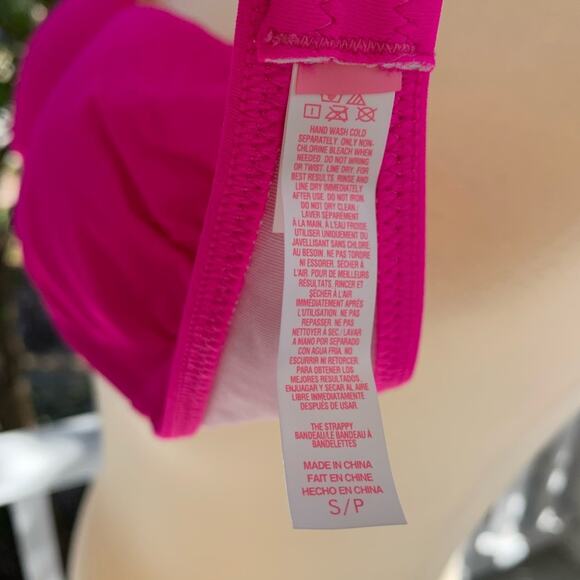 Victoria's Secret Hot Pink Bikini Top Strappy Bra Size Small - Picture 7 of 7